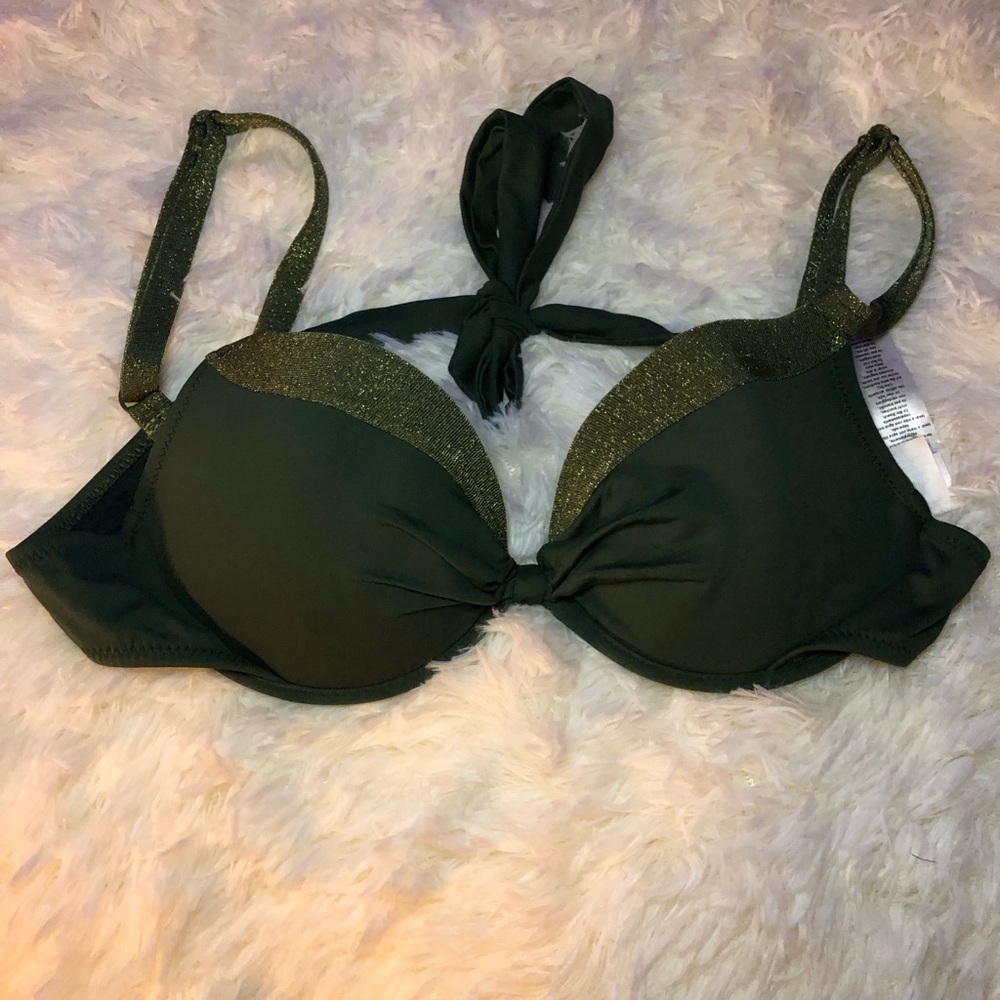 VENUS Elegant Green Halter swimsuit top NWOT
